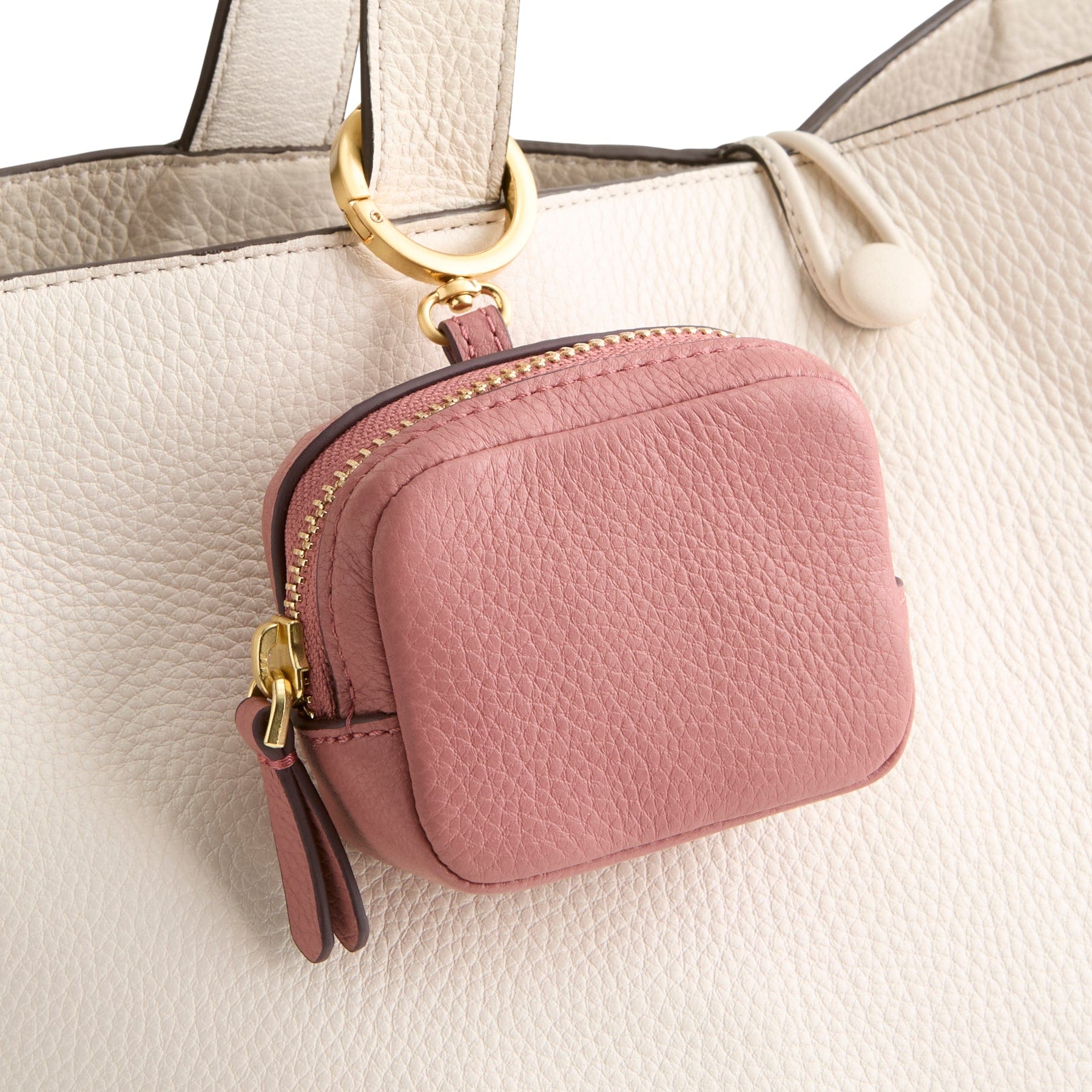 Zip Earbud Bag Charm Withered Rose in Leather - Image 2