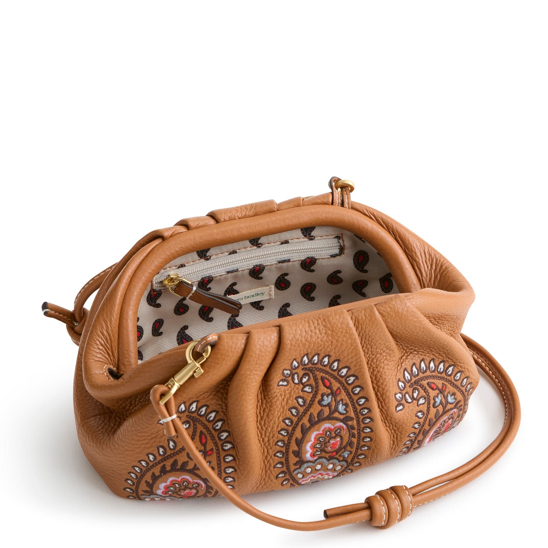 Small Taber Crossbody Iconic paisley roasted pecan in Leather - Image 5