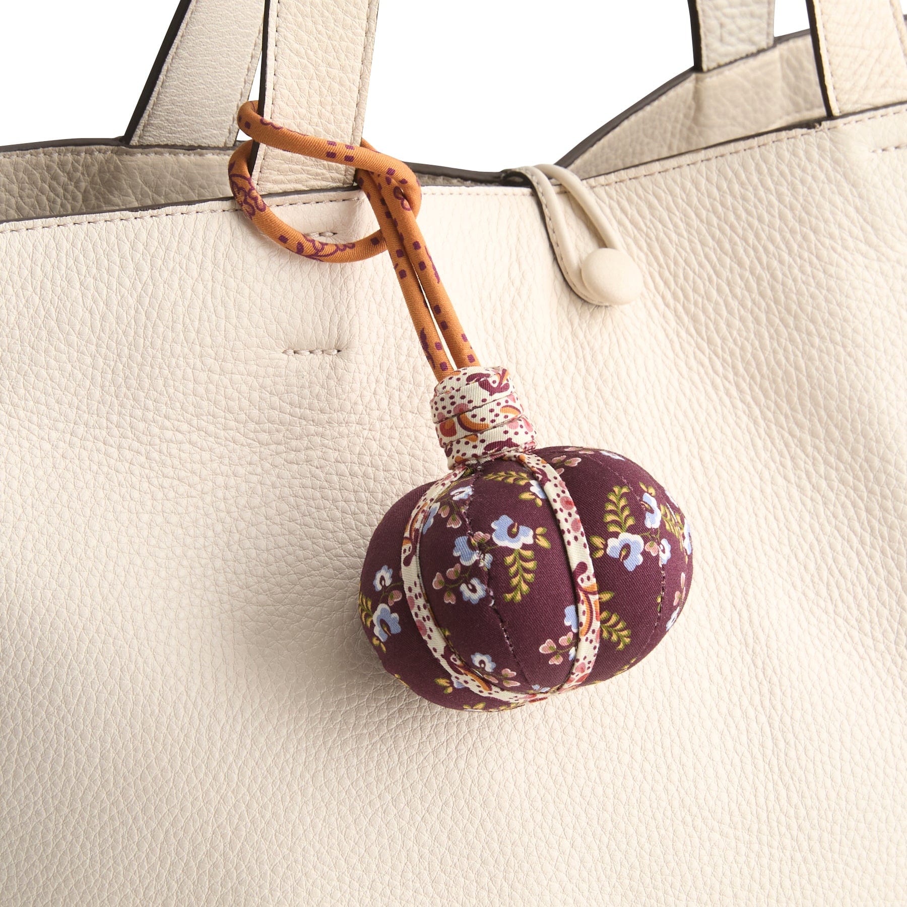 Pumpkin Bag Charm Floral pouf fall harvest wine in Premium cotton - Image 2