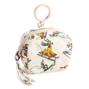 Disney Zip Bag Charm Downhill skiing mickey and friends in Premium cotton