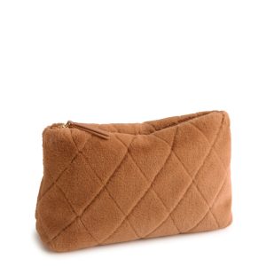 Large Pouch Roasted Pecan in Faux fur