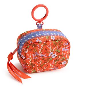 Zip Earbud Bag Charm Wildflower sprigs in Premium cotton