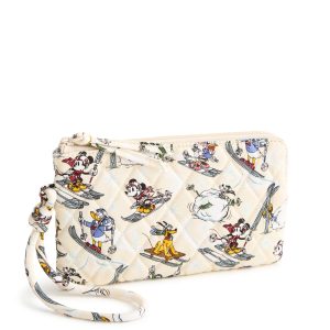 Disney Zip Wristlet Downhill skiing mickey and friends in Premium cotton
