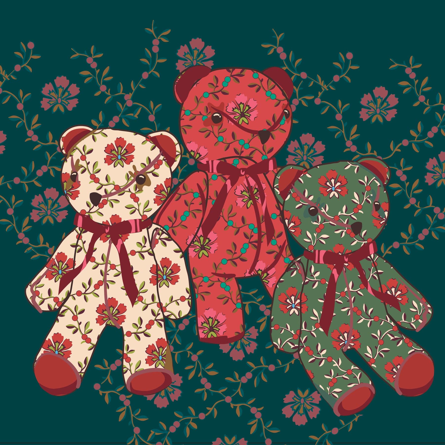 Ceramic Square Tray Beary festive - Image 2