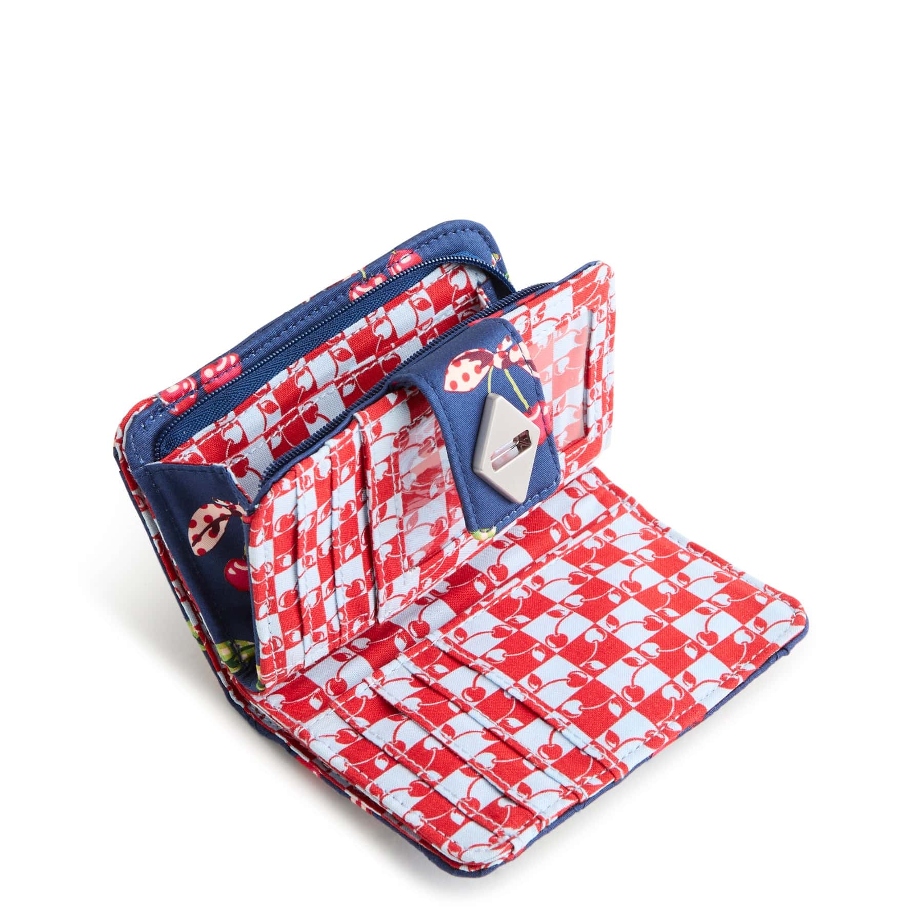 Small Turnlock Wallet Cherry picking in Premium cotton - Image 3