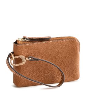 Clip & Zip Wristlet Roasted Pecan in Leather