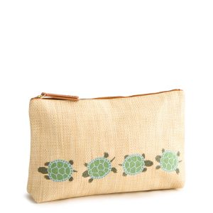 Large Pouch Turtles in Woven faux straw