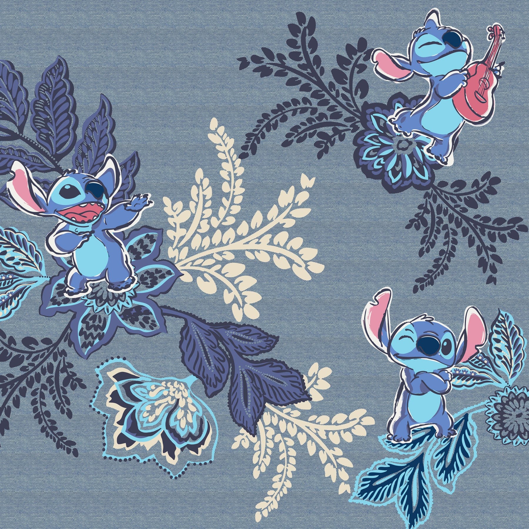 Disney Medium Cosmetic Stitch leafy blooms chambray in Premium cotton - Image 3