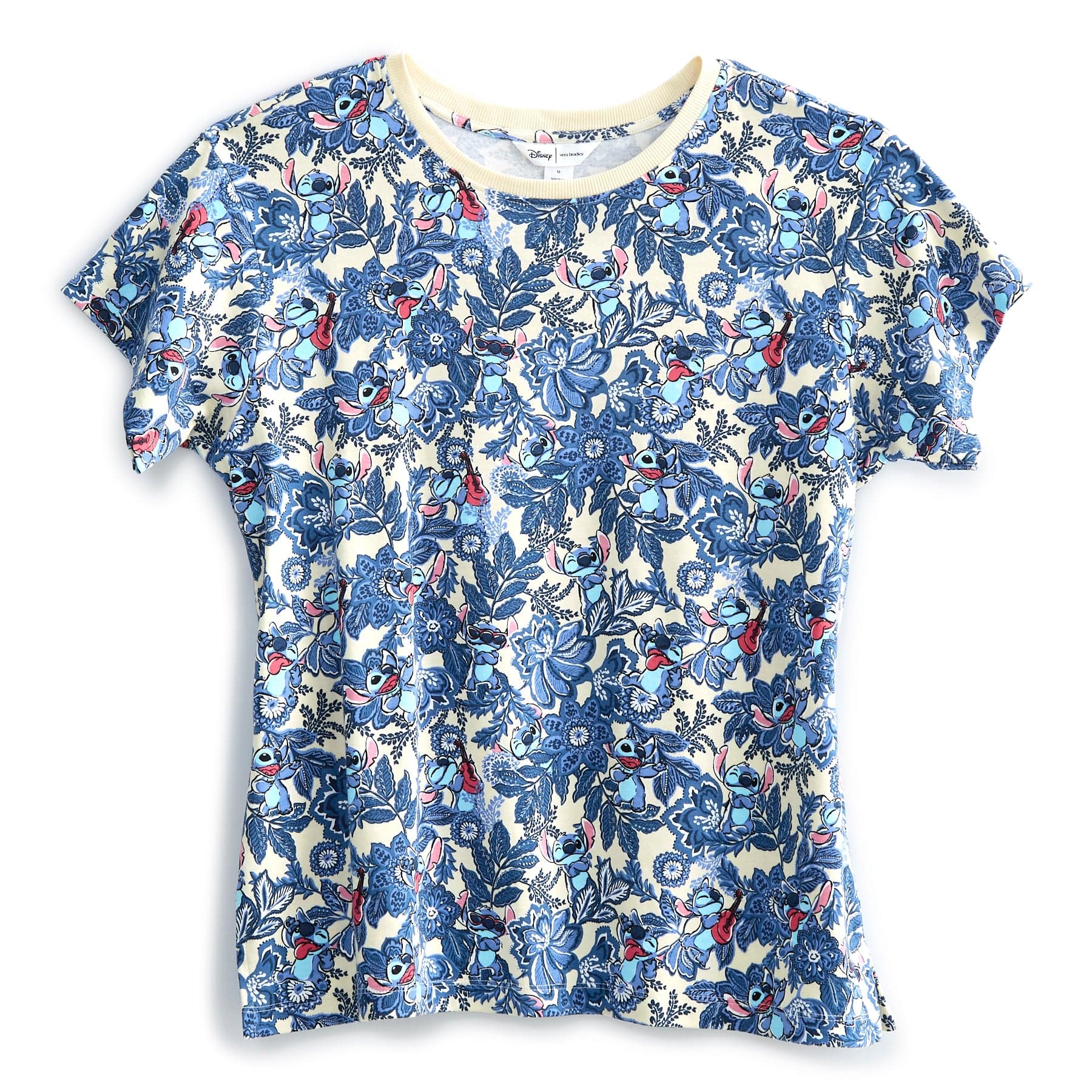 Disney Pajama Short-Sleeved Shirt Stitch leafy blooms in Cotton