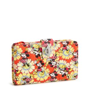 Disney Turnlock Wallet Mickey and minnie petal floral in Premium cotton