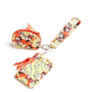 Disney Dual Pouch Wide Wristlet Mickey and minnie petal floral in Premium cotton