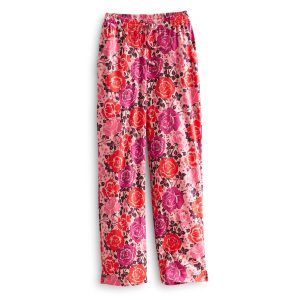 Pajama Pants Coming up roses pink in Cotton