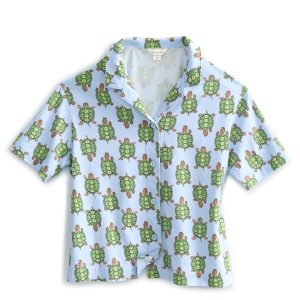 Short-Sleeved Button-Down Pajama Top Slow dance in Cotton