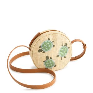 Canteen Crossbody Turtles in Woven faux straw