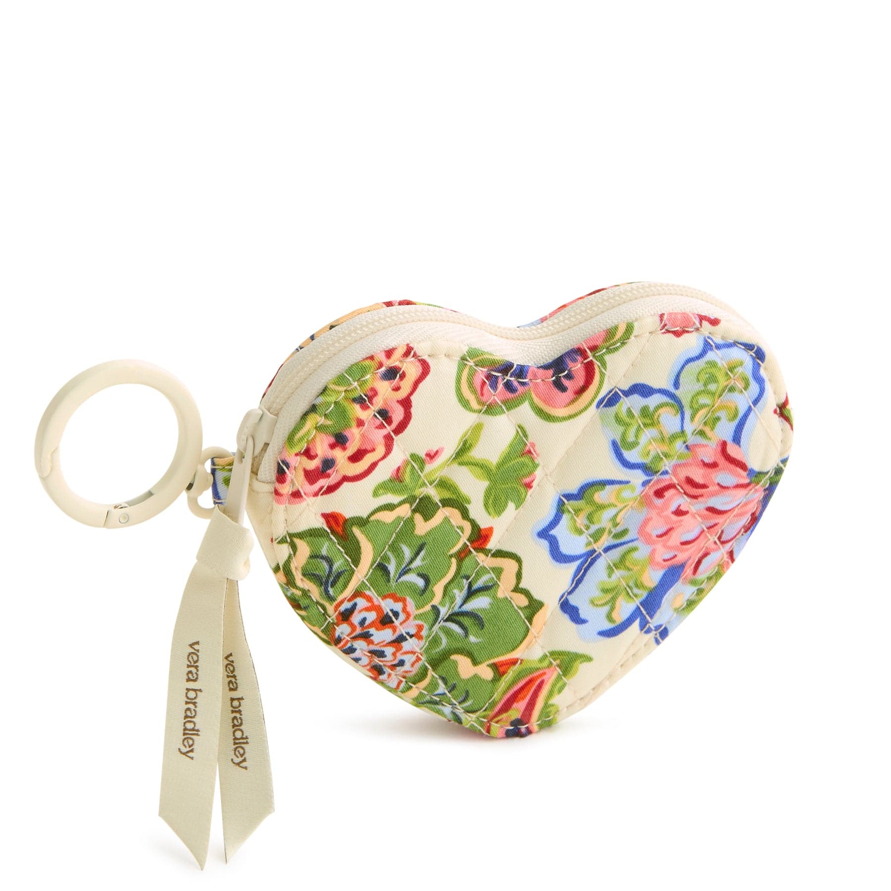 Heart Coin Purse Bag Charm Vibrant paisley in Premium cotton