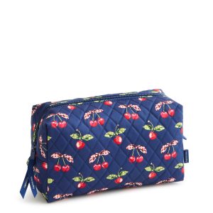 Large Cosmetic Bag Cherry picking in Premium cotton