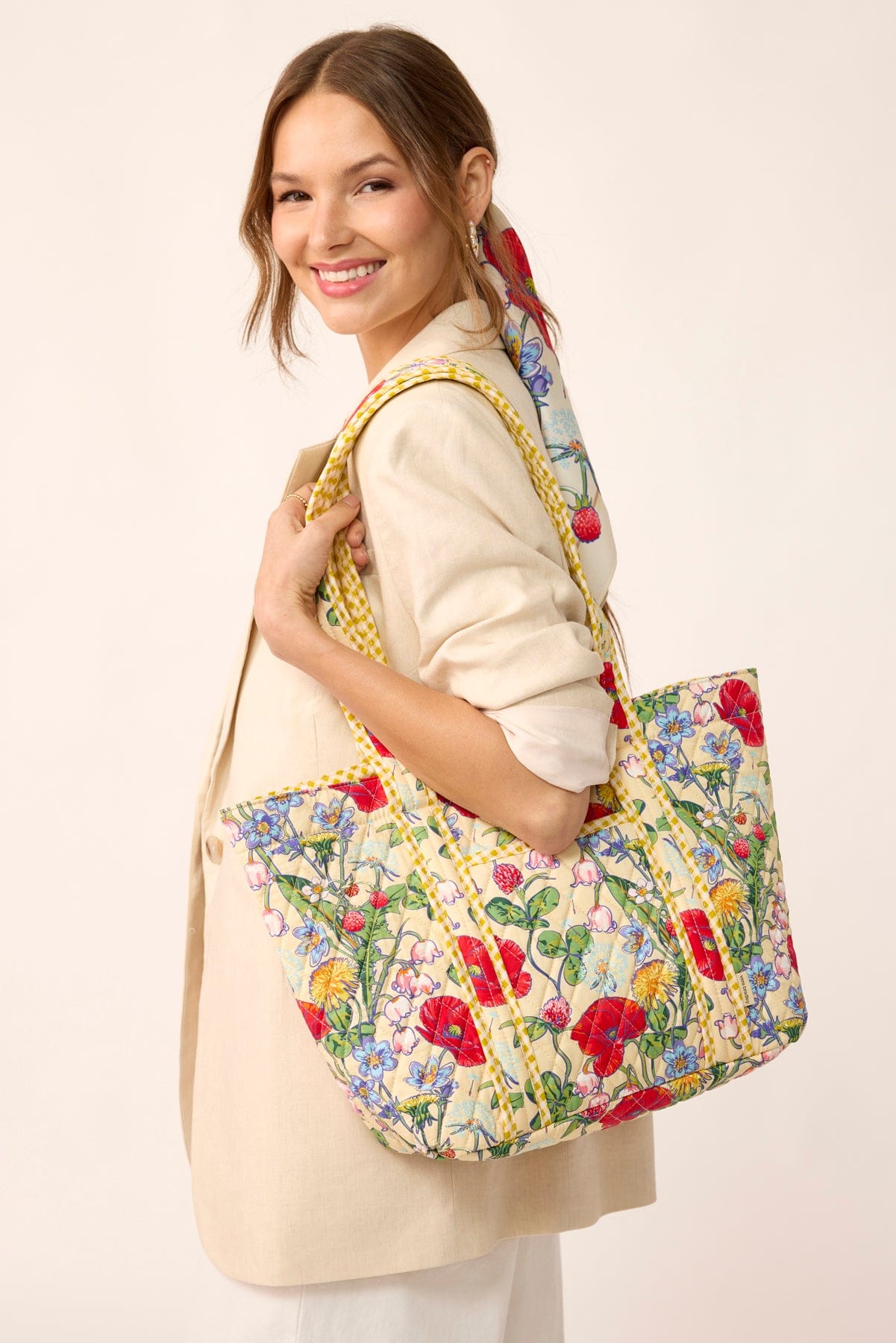 Small Hathaway Tote Bag All the pretty wildflowers in Premium cotton - Image 3
